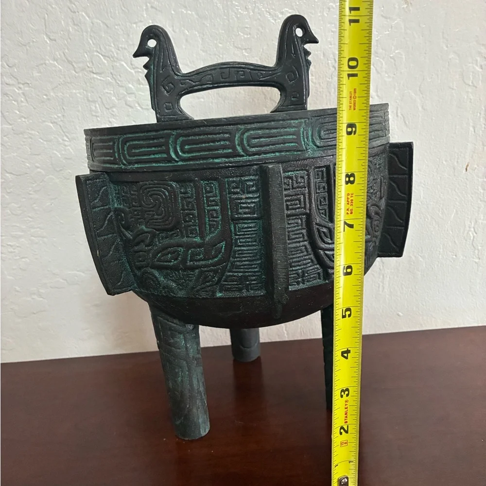 Vintage 1960s James Mont MCM Verdigris Mayan Aztec Asian Faux Bronze Ice Bucket